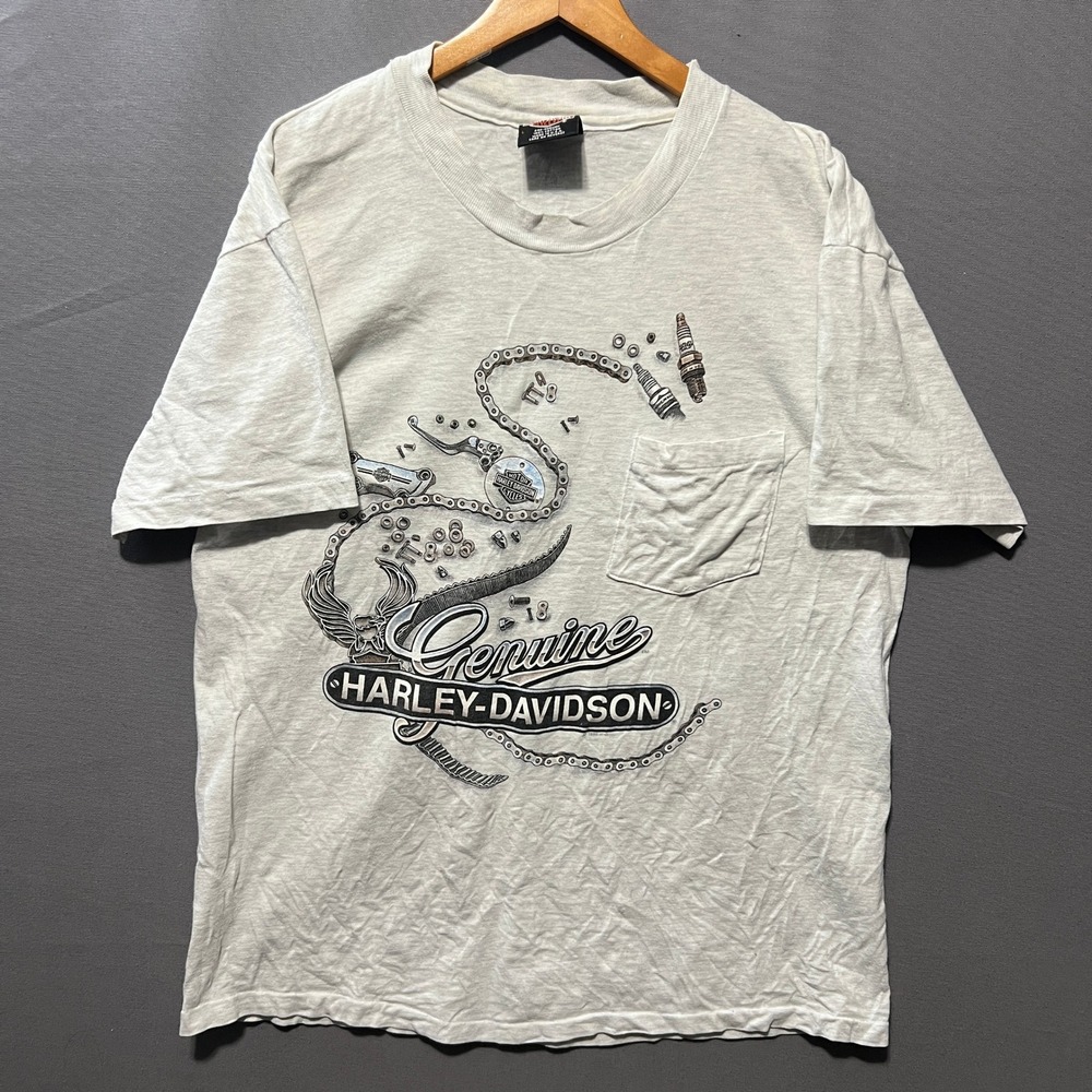 Vintage 1995 Harley-Davidson T Shirt AD Farrow Columbus OH Single Stitch Gray L